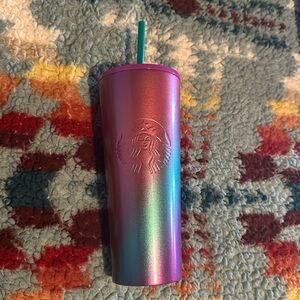 Metal pink/blue/purple Starbucks tumbler
